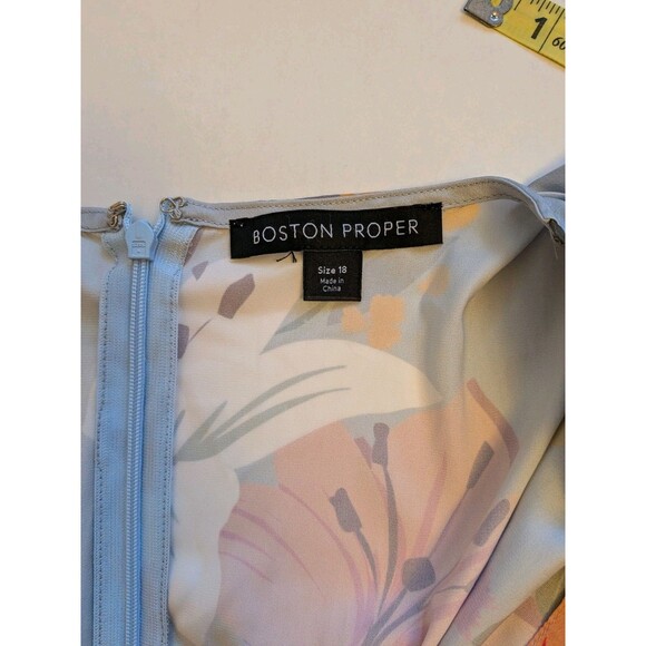 Boston Proper Sz 18 Floral Satin Sequin Kimono Dress Ethereal Feminine Glam - Picture 10 of 13